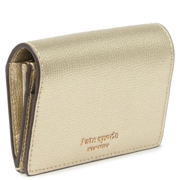 KATE SPADE New York Leather Ring Back ID Window Mini Key Wallet, Pale Gold, O/S - Picture 3 of 6